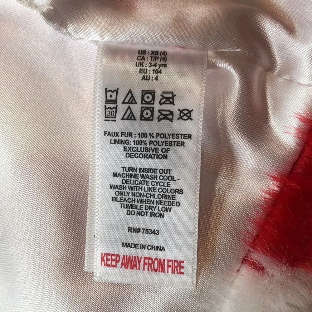 Max Studio Kids Faux Fur Vest with Red and White Hearts all over Little Girls XS